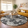 thumbnail image 1 of Addison Rugs Dream Shag Premium Machine Washable Transitional Large Leaves Midnight Round Rug, 8' x 8', 1 of 8