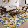 thumbnail image 1 of Addison Rugs Dream Shag Premium Machine Washable Transitional Sunflowers/butterflies Yellow Rectangle Rug, 3' x 5', 1 of 8