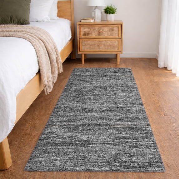 Addison Rugs Dream Shag Premium Machine Washable Transitional Horizontal Bars Gray Runner Rug, 2'3" x 7'6"