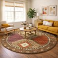 thumbnail image 1 of Addison Rugs Dream Shag Premium Machine Washable Transitional Aztec Brown Round Rug, 8' x 8', 1 of 8