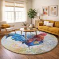 thumbnail image 1 of Addison Rugs Dream Shag Premium Machine Washable Transitional Rooster Blue Round Rug, 8' x 8', 1 of 8