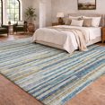 thumbnail image 1 of Addison Rugs Dream Shag Premium Machine Washable Transitional Stripes, Bars, Horizontal Lines Blue Rectangle Rug, 5' x 7'6", 1 of 8