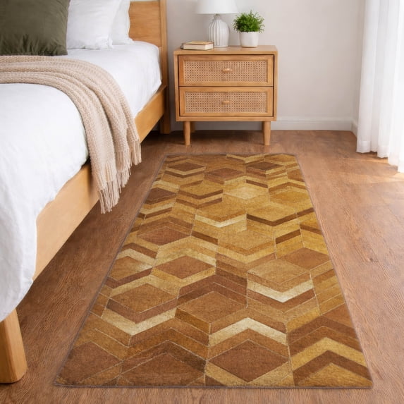 Addison Rugs Dream Shag Premium Machine Washable Transitional Herringbone Brown Runner Rug, 2'3" x 7'6"
