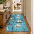 thumbnail image 1 of Addison Rugs Dream Shag Premium Machine Washable Transitional Sailboat Teal Runner Rug, 2'3" x 7'6", 1 of 8