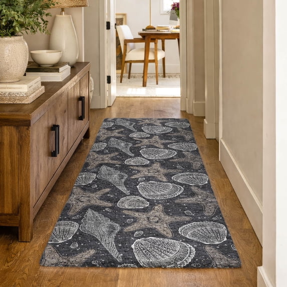 Addison Rugs Dream Shag Premium Machine Washable Transitional Shells Midnight Runner Rug, 2'3" x 7'6"