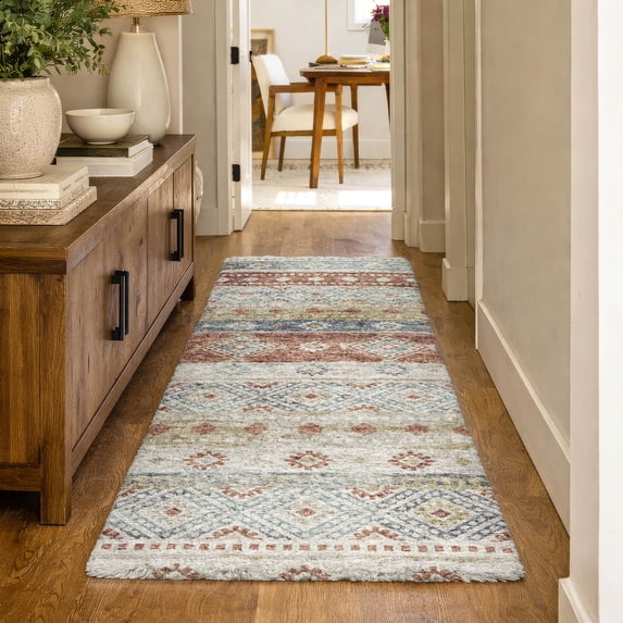 Addison Rugs Dream Shag Premium Machine Washable Transitional Tribal, Diamond Desert Runner Rug, 2'3" x 7'6"