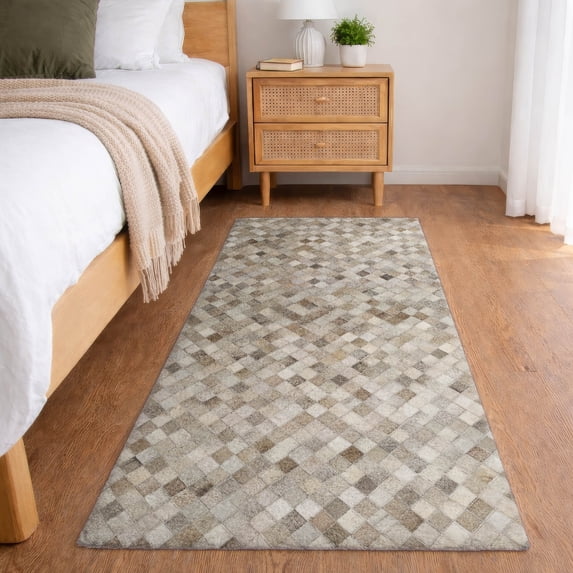 Addison Rugs Dream Shag Premium Machine Washable Transitional Small Diamonds Gray Runner Rug, 2'3" x 7'6"