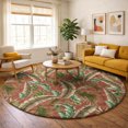 thumbnail image 1 of Addison Rugs Dream Shag Premium Machine Washable Transitional Leaves Spice Round Rug, 8' x 8', 1 of 8
