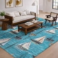 thumbnail image 1 of Addison Rugs Dream Shag Premium Machine Washable Transitional Sailboat Teal Rectangle Rug, 5' x 7'6", 1 of 8