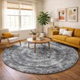 thumbnail image 1 of Addison Rugs Dream Shag Premium Machine Washable Transitional Medallion Gray Round Rug, 8' x 8', 1 of 8