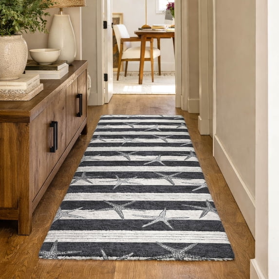 Addison Rugs Dream Shag Premium Machine Washable Transitional Starfish Midnight Runner Rug, 2'3" x 7'6"