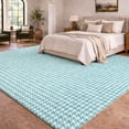 thumbnail image 1 of Addison Rugs Dream Shag Premium Machine Washable Transitional Houndstooth Aqua Rectangle Rug, 5' x 7'6", 1 of 8