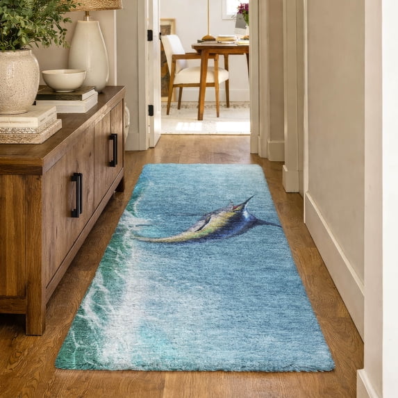 Addison Rugs Dream Shag Premium Machine Washable Transitional Sailfish Bermuda Runner Rug, 2'3" x 7'6"