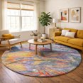thumbnail image 1 of Addison Rugs Dream Shag Premium Machine Washable Transitional Birds Of Paradise Multi Round Rug, 8' x 8', 1 of 8