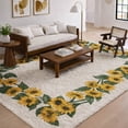 thumbnail image 1 of Addison Rugs Dream Shag Premium Machine Washable Transitional Sunflower Border Yellow Rectangle Rug, 3' x 5', 1 of 8