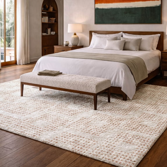 Addison Rugs Dream Shag Premium Machine Washable Transitional Squares Spice Rectangle Rug, 5' x 7'6"