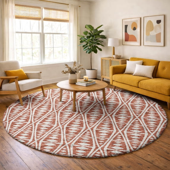 Addison Rugs Dream Shag Premium Machine Washable Transitional Tribal, Boho Canyon Round Rug, 8' x 8'