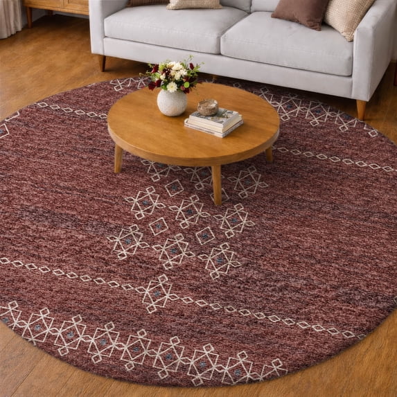 Addison Rugs Dream Shag Premium Machine Washable Transitional Tribal, Boho Canyon Round Rug, 8' x 8'