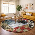 thumbnail image 1 of Addison Rugs Dream Shag Premium Machine Washable Transitional Rooster Diamond Midnight Round Rug, 8' x 8', 1 of 8