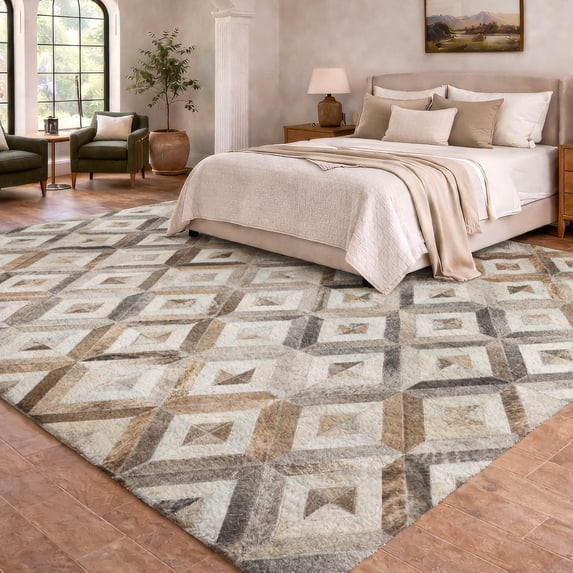 Addison Rugs Dream Shag Premium Machine Washable Transitional Diamonds Gray Rectangle Rug, 9' x 12'