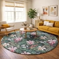 thumbnail image 1 of Addison Rugs Dream Shag Premium Machine Washable Transitional Floral & Leaves Midnight Round Rug, 8' x 8', 1 of 8