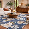 thumbnail image 1 of Addison Rugs Dream Shag Premium Machine Washable Transitional Shells Blue Rectangle Rug, 8' x 10', 1 of 8