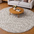 thumbnail image 1 of Addison Rugs Dream Shag Premium Machine Washable Transitional Tropical, Leaves, Botanical Taupe Round Rug, 8' x 8', 1 of 8