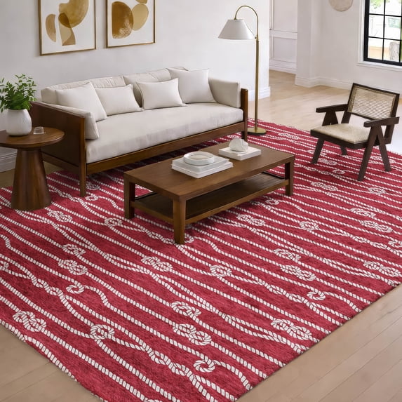 Addison Rugs Dream Shag Premium Machine Washable Transitional Rope Red Rectangle Rug, 9' x 12'