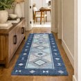 thumbnail image 1 of Addison Rugs Dream Shag Premium Machine Washable Transitional Aztec Blue Runner Rug, 2'3" x 7'6", 1 of 8