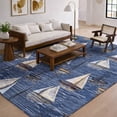 thumbnail image 1 of Addison Rugs Dream Shag Premium Machine Washable Transitional Sailboat Navy Rectangle Rug, 3' x 5', 1 of 8