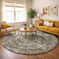 thumbnail image 1 of Addison Rugs Dream Shag Premium Machine Washable Transitional Medallion Brown Round Rug, 8' x 8', 1 of 8