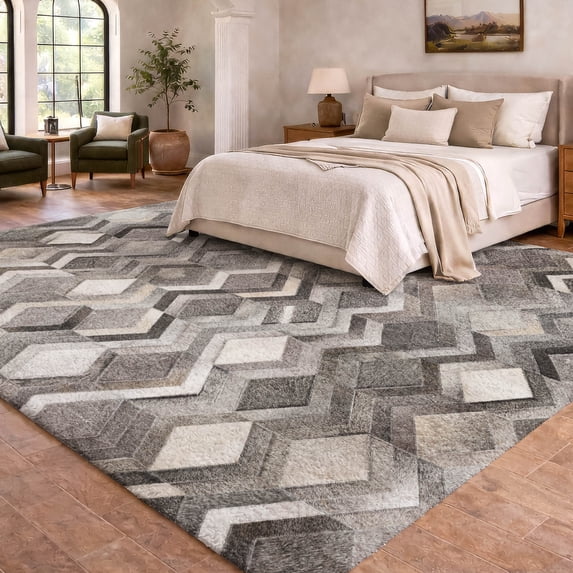 Addison Rugs Dream Shag Premium Machine Washable Transitional Herringbone Gray Rectangle Rug, 5' x 7'6"