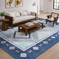 thumbnail image 1 of Addison Rugs Dream Shag Premium Machine Washable Transitional Aztec Blue Rectangle Rug, 5' x 7'6", 1 of 8