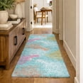 thumbnail image 1 of Addison Rugs Dream Shag Premium Machine Washable Transitional Coral Aqua Runner Rug, 2'3" x 7'6", 1 of 8