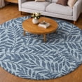 thumbnail image 1 of Addison Rugs Dream Shag Premium Machine Washable Transitional Tropical, Leaves, Botanical Blue Round Rug, 8' x 8', 1 of 8