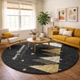 thumbnail image 1 of Addison Rugs Dream Shag Premium Machine Washable Transitional Gold Trees Midnight Round Rug, 8' x 8', 1 of 8