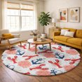 thumbnail image 1 of Addison Rugs Dream Shag Premium Machine Washable Transitional Lobster/anchor Ivory Round Rug, 8' x 8', 1 of 8