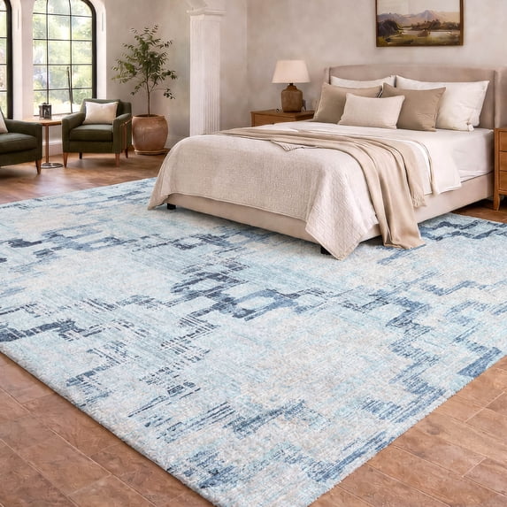 Addison Rugs Dream Shag Premium Machine Washable Transitional Tribal Blue Rectangle Rug, 9' x 12'