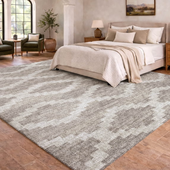 Addison Rugs Dream Shag Premium Machine Washable Transitional Tribal, Diamond Tan Rectangle Rug, 5' x 7'6"