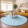 thumbnail image 1 of Addison Rugs Dream Shag Premium Machine Washable Transitional Nautilus Aqua Round Rug, 8' x 8', 1 of 8