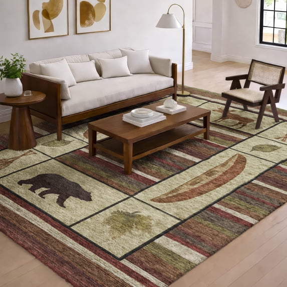 Addison Rugs Dream Shag Premium Machine Washable Transitional Stripes/cabin Multi Rectangle Rug, 3' x 5'