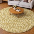 thumbnail image 1 of Addison Rugs Dream Shag Premium Machine Washable Transitional Tropical, Leaves, Botanical Gilded Round Rug, 8' x 8', 1 of 8