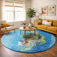 thumbnail image 1 of Addison Rugs Dream Shag Premium Machine Washable Transitional Turtle Ocean Round Rug, 8' x 8', 1 of 8