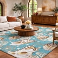 thumbnail image 1 of Addison Rugs Dream Shag Premium Machine Washable Transitional Shells Aqua Rectangle Rug, 5' x 7'6", 1 of 8
