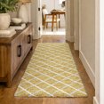 thumbnail image 1 of Addison Rugs Dream Shag Premium Machine Washable Transitional Lattice Gold Runner Rug, 2'3" x 7'6", 1 of 8