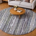 thumbnail image 1 of Addison Rugs Dream Shag Premium Machine Washable Transitional Textured Stripes Plum Round Rug, 8' x 8', 1 of 8