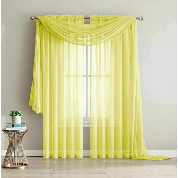 Addison Sheer Voile Window Curtain Solid Panels - Set of 2