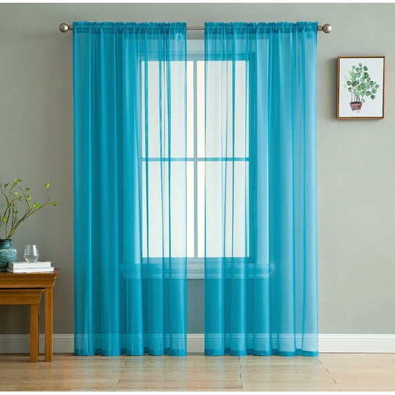 Addison Sheer Voile Window Curtain Solid Panels - Set of 2