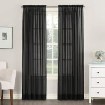 Addison Sheer Voile Window Curtain Solid Panels - Set of 2