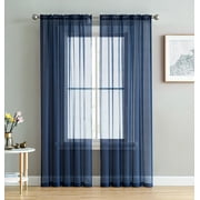 Addison Sheer Voile Window Curtain Solid Panels - Set of 2